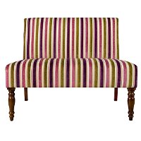 NIC-LXST-PSB79APLUM Angelo Home angelo:Home Plum & Green Striped Upholstered Settee