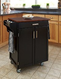 Cuisine Cart Black Finish with Cherry Top - Create-a-Cart