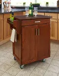 9001-0067G Medium Brown Kitchen Cart with Cherry Top - Create-a-Cart
