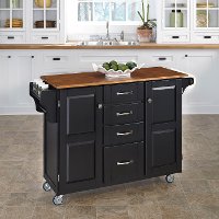 Black Finish with Oak Top Kitchen Cart - Create-A-Cart