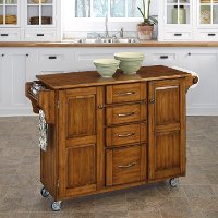 Warm Oak Finish with Oak Top Kitchen Cart - Create-A-Cart