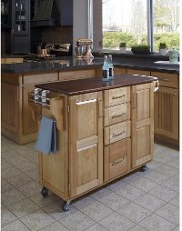 Natural Kitchen Cart with Cherry Finish Top - Create-a-Cart