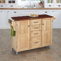 Natural Kitchen Cart with Cherry Finish Top - Create-a-Cart-2