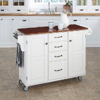 White Finish with Cherry Top Kitchen Cart - Create-A-Cart