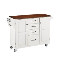 White Kitchen Cart with Cherry Finish Top - Create-a-Cart-2