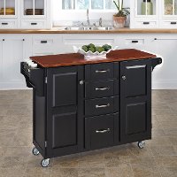 Black Finish with Oak Top Kitchen Cart - Create-A-Cart