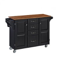 Black Finish with Oak Top Kitchen Cart - Create-A-Cart-2