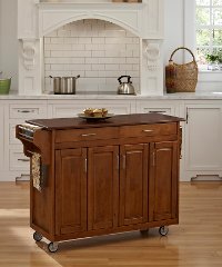 Warm Oak Finish with Cherry Top Kitchen Cart - Create-A-Cart