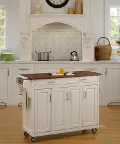 9200-1026G Off White Kitchen Cart with Warm Oak Finish Top - Create-A-Cart