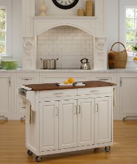 Off White Kitchen Cart with Warm Oak Finish Top - Create-A-Cart