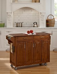 Warm Oak Finish with Oak Top Kitchen Cart - Create-A-Cart