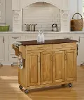 9200-1017G Natural Kitchen Cart with Cherry Finish Top - Create-A-Cart