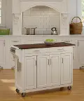 9200-1027G Off White Kitchen Cart with Cherry Finish Top - Create-A-Cart