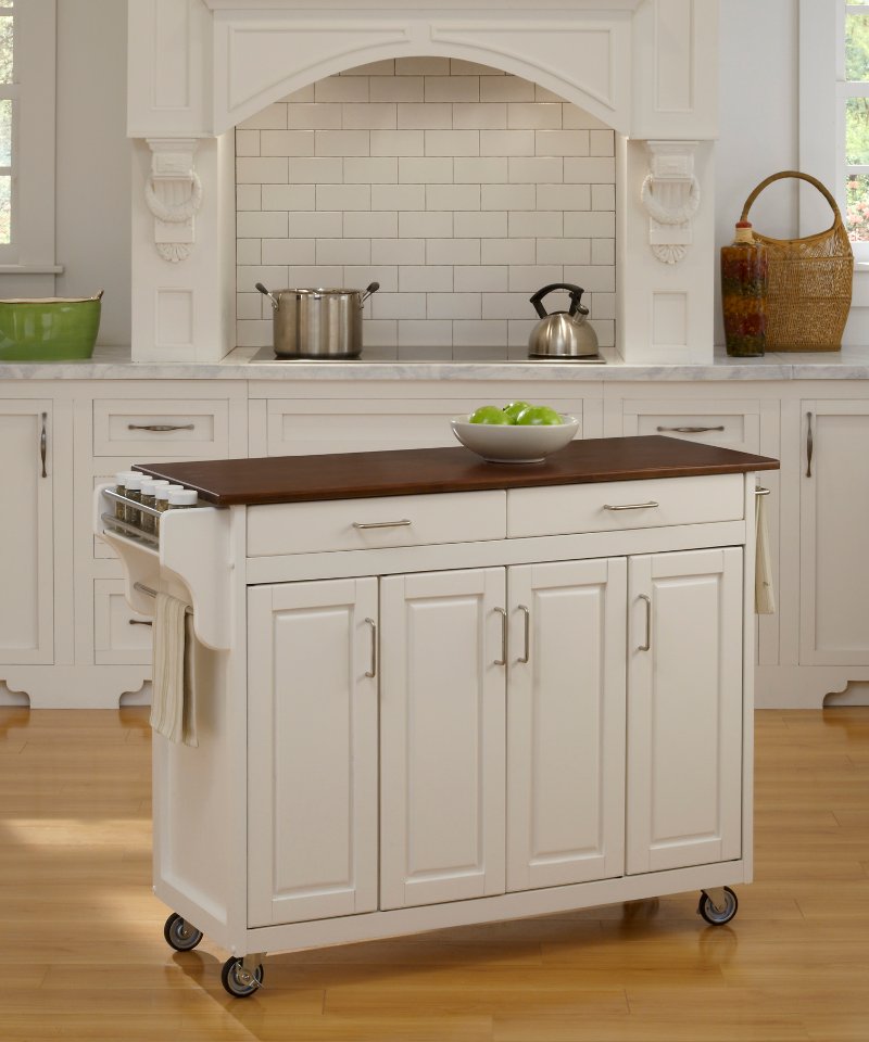 White Finish With Cherry Top Kitchen Cart Create A Rc White Finish With Cherry Top Kitchen Cart Create A