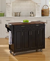 Black Finish with Cherry Top Kitchen Cart - Create-A-Cart