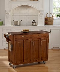 Warm Oak Finish with Cherry Top Kitchen Cart - Create-A-Cart