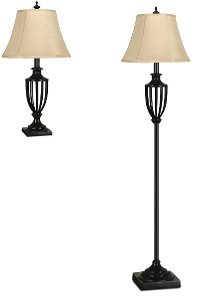 Black 3 Pack Metal Lamp Set