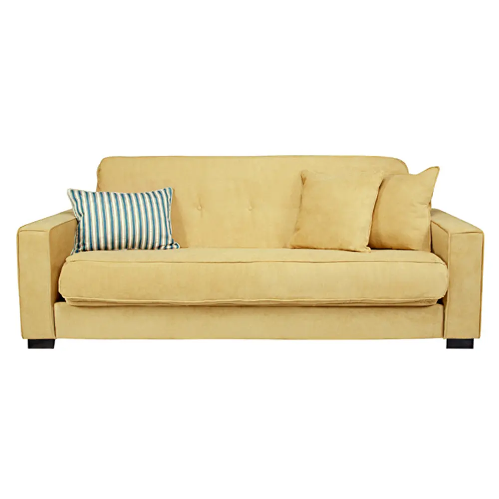 angelo:Home Butter Yellow Upholstered Convert-A-Couch Sofa-1