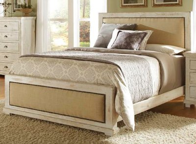 Casual Rustic White Queen Bed - Willow