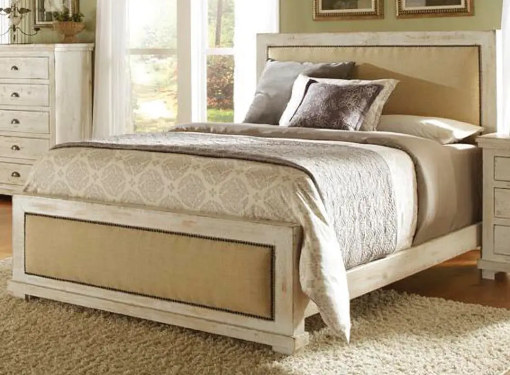 Willow White Upholstered King Bed-1