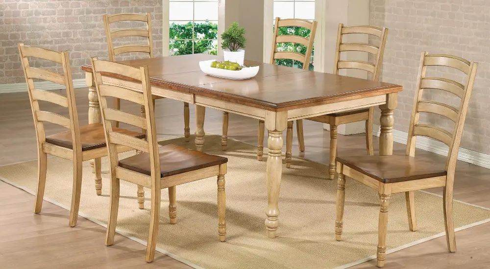 Quails Run Light Brown Two Tone  5 Piece Dining Set with Rectangle Table-1