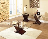 Espresso Brown and Glass 3 Piece Coffee Table Set-2