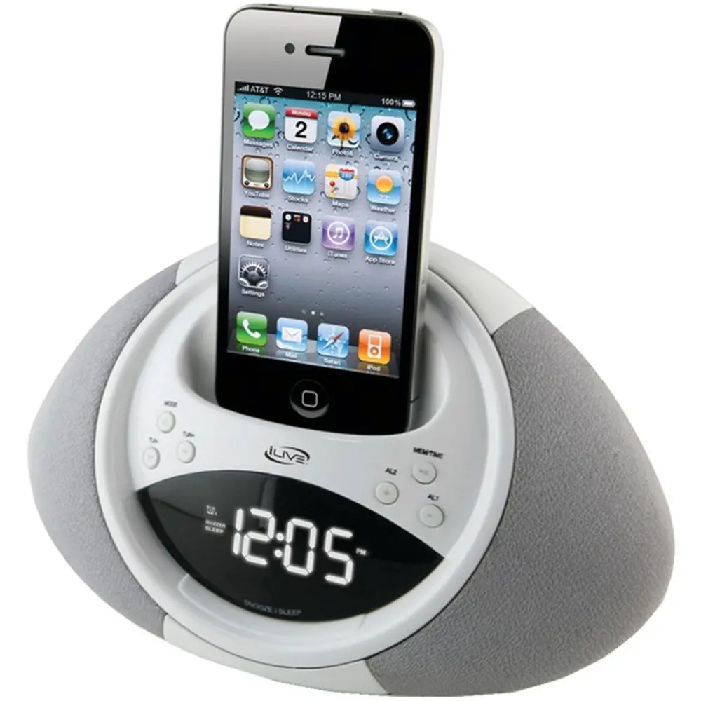 ICP122W,IPOD,CLOCK iLive ICP122W Clock Radio with Dock for iPhone/iPod-1