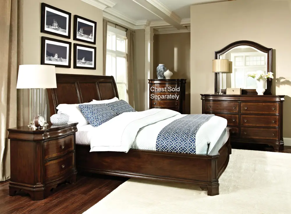Brown Cherry Classic Traditional 5 Piece King Bedroom Set - St. James-1