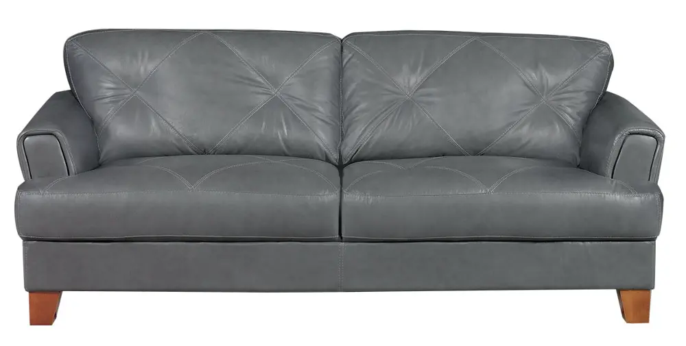 Brooklyn 87 Inch Gray Leather Sofa-1