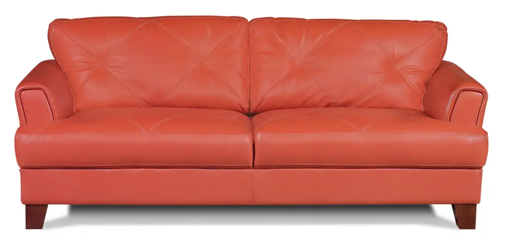 87 Inch Pumpkin Leather Sofa-1