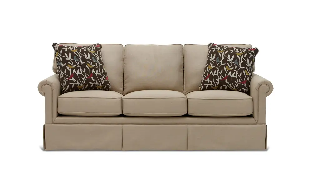 3762-3 Broyhill 84 Inch Tan Upholstered Sofa-1