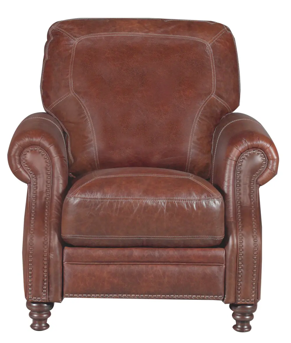 42 Inch Brown Leather Push-Back Recliner-1