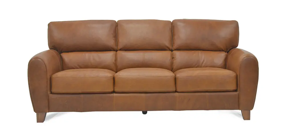 87 Inch Brown Leather Sofa-1