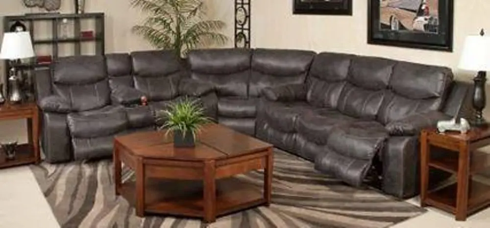 3PC/431/28/SECT Steel Gray Performance Fabric 3 Piece Reclining Sectional-1