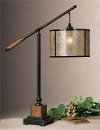Black Metal and Wood Table Lamp