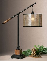 Black Metal and Wood Table Lamp
