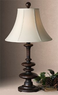 Heavily Burnished Rustic Brown Table Lamp