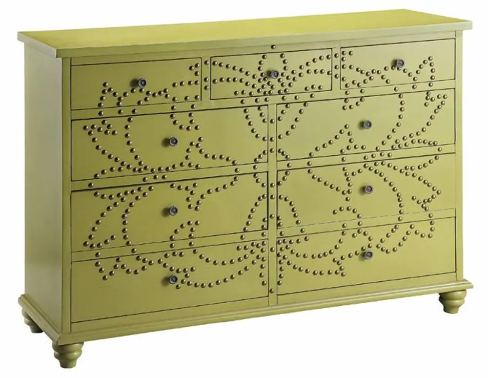 Green 9-Drawer Nailhead Accent Chest-1