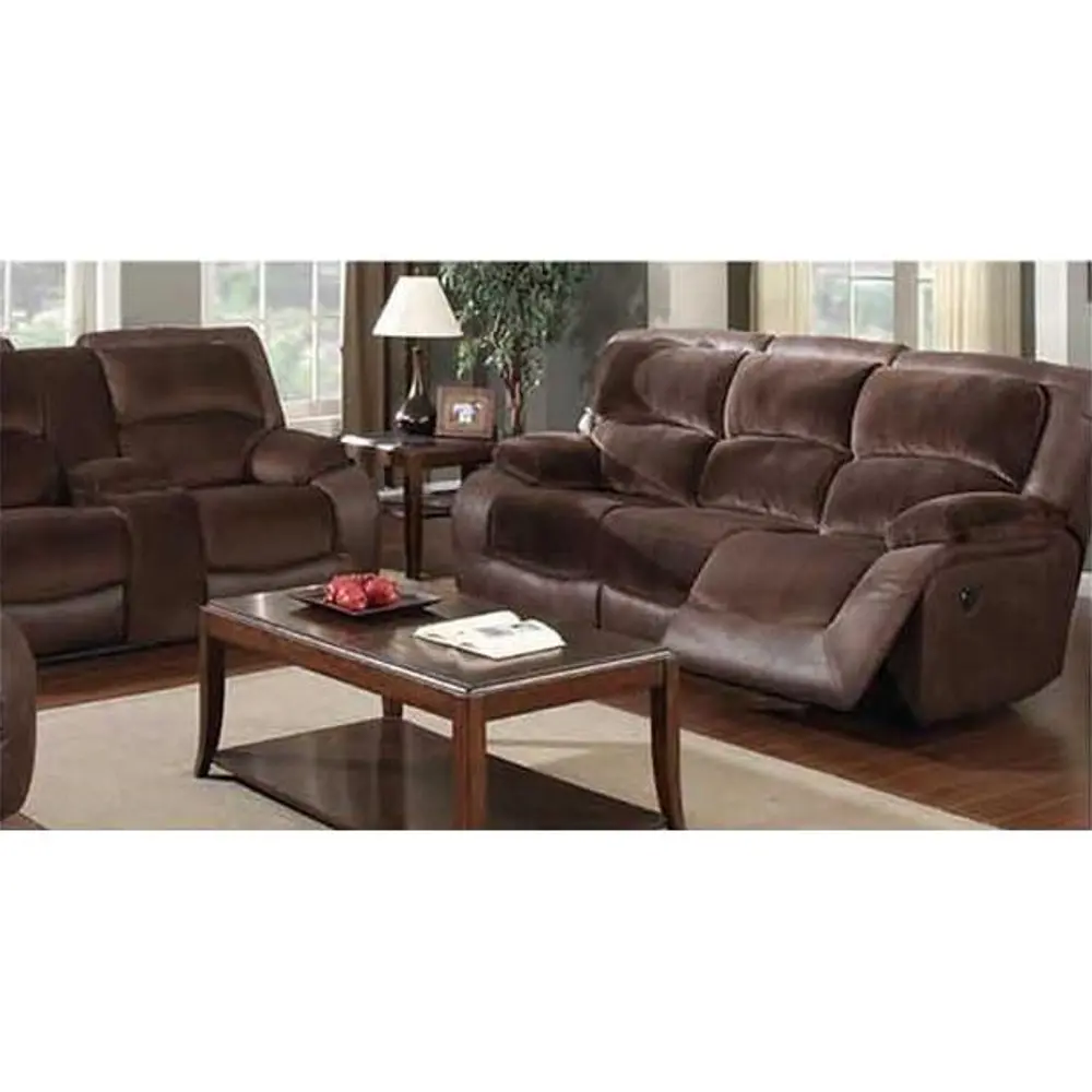 Brown Reclining Sofa & Power Loveseat - Ceasar Collection-1