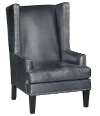 31 Inch Onyx Leather Wing Chair