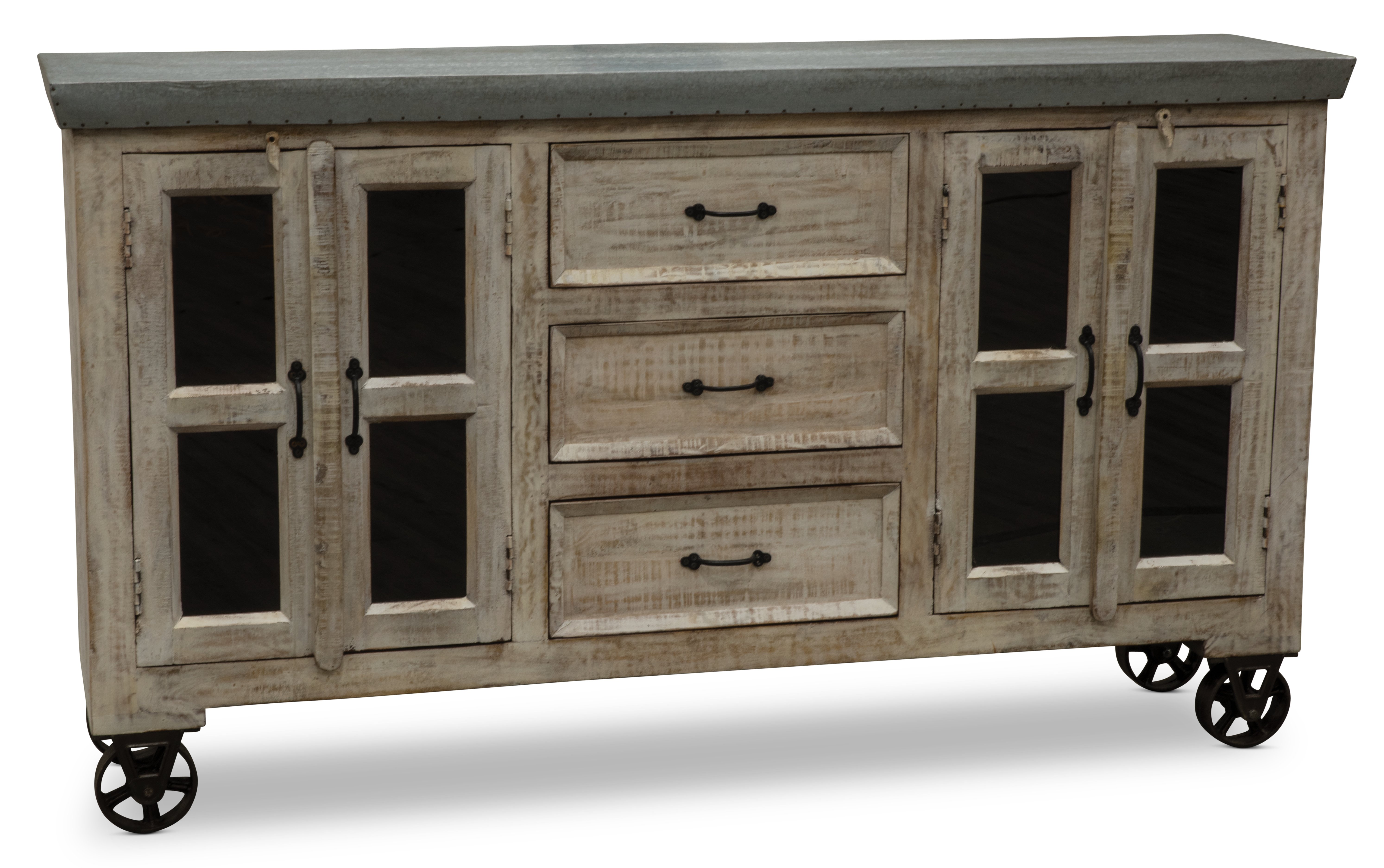 Natural Wood and Galvanized Metal Cabinet-1