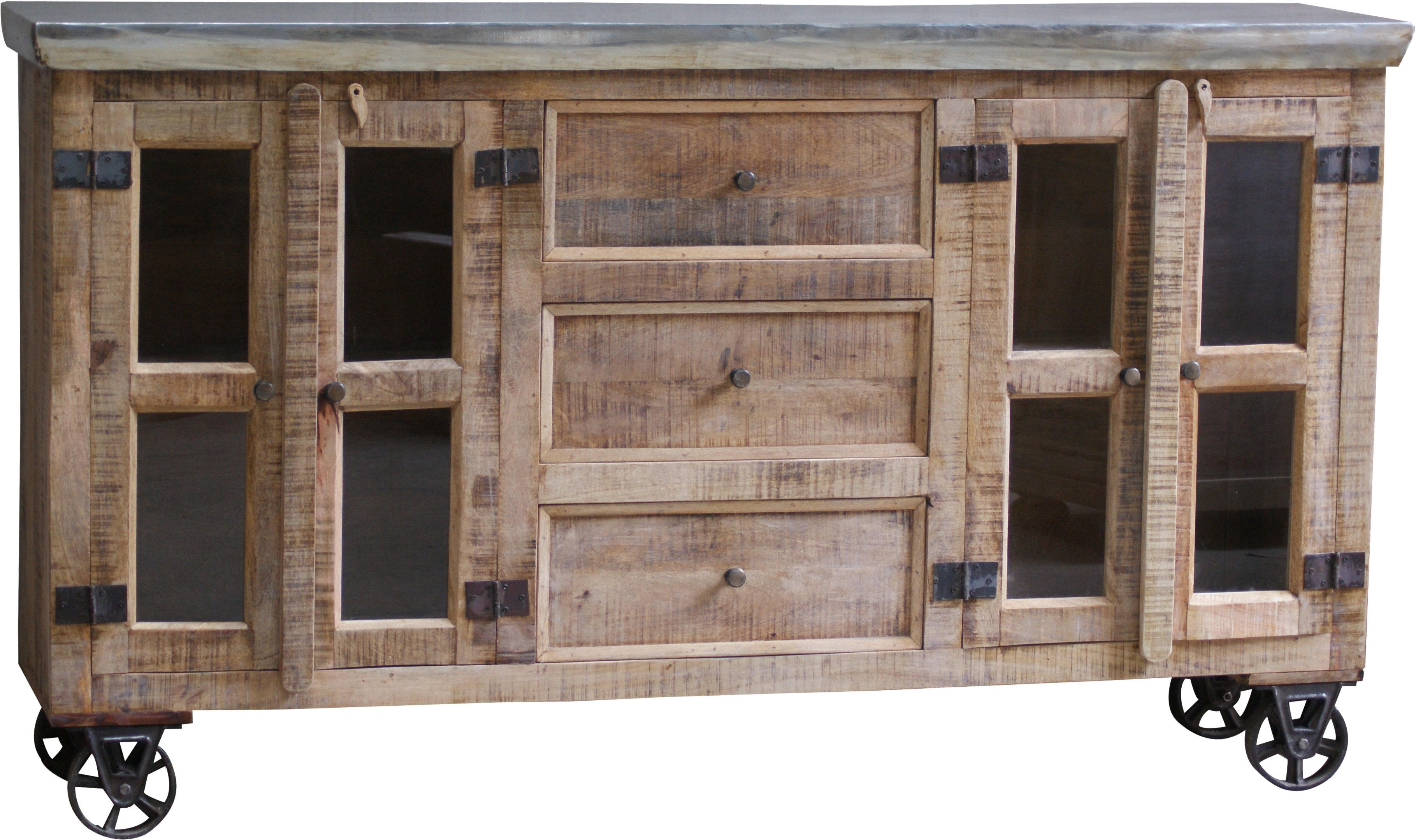 Natural Wood and Galvanized Metal Cabinet-2