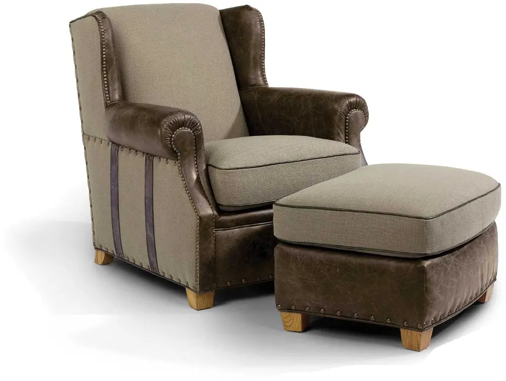 36 Inch Two-Tone Upholstered Chair & Ottoman-1