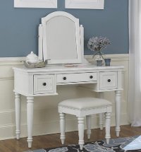 White Vanity and Bench - Bermuda