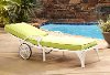 White Chaise Outdoor Lounge Chair with Green Apple Cushion - Biscayne -2