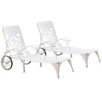 Two White Chaise Outdoor Lounge Chairs - Biscayne
