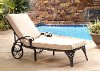Black Chaise Outdoor Lounge Chair with Taupe Cushion - Biscayne -1