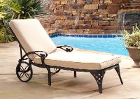 Black Chaise Outdoor Lounge Chair with Taupe Cushion - Biscayne