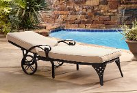 Black Chaise Outdoor Lounge Chair with Taupe Cushion - Biscayne -2