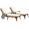 Two Black Chaise Outdoor Lounge Chairs with Cushions - Biscayne